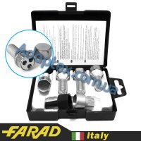 FARAD STIL BULL | Болты секретки М14x1.25x28мм Конус Вращающееся кольцо Ключ 17 (BMW, MINI) + стальные колпачки