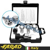 FARAD STIL BULL | Болты секретки М12х1.5х26мм Конус Вращающееся кольцо (BMW, Dacia, Opel, Mini, Smart) Ключ 17 + стальные колпачки