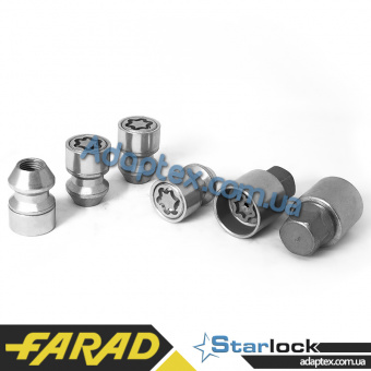 FARAD STARLOCK | Гайки секретки М1/2-20x34мм Конус Вращающееся кольцо Ключ 19 (Ford, Jeep, Jaguar, Chevrolet, Dodge, Volvo) + запасной ключ