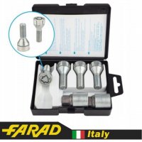 Секретные болты FARAD серии StarLock для дисков ВАЗ, ГАЗ, Fiat, Lancia, Citroen, Peugeot, Volvo М12х1.25х28мм с конусной посадкой и вращающимся кольцом 2 ключа FARAD STARLOCK | Болты секретки М12x1.25x28мм Конус Вращающееся кольцо (Fiat, Lancia, Citroen, Peugeot, Volvo, Jeep, ВАЗ) 2 ключа под 17