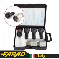 Секретные болты FARAD серии StarLock для дисков BMW, Dacia, Opel, Mini, Smart М12х1.5х29мм с конусной посадкой и вращающимся кольцом 2 ключа (Черные) FARAD STARLOCK | Болты секретки М12х1.5х29 Конус Вращающееся кольцо Ключ 17 (2 ключа) (Черные)