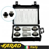 FARAD GALAXYLOCK | Гайки секретки 14x1.5x37 Конус ключ 19 Головка с вращением (Cadillac, Chevrolet, Dodge, Ford, Jeep, Opel Insignia, Saab, SsangYong) (Черные)