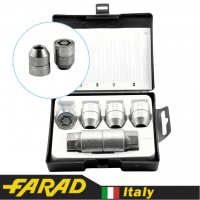 Секретные гайки FARAD серии StarLock для дисков Hyundai, Kia, Lexus, Mazda, Toyota, Mitsubishi, Citroen, Daihatsu, Fiat, Ford, SsangYong, Subaru, Smart М12х1.5х30мм с конусной посадкой и вращающимся кольцом 2 ключа FARAD STARLOCK | Гайки секретки М12х1.5х30мм Конус Вращающееся кольцо (Chevrolet, Daihatsu, Hyundai, Kia, Mazda) + запасной ключ под 21