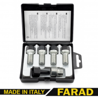 FARAD STIL BULL | Болты секретки М14x1.5x27 Сфера R13 Вращающееся кольцо Ключ 17 (+стальные колпачки)черные