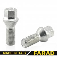 Болт колесный М12x1,5x28мм Конус (BMW, Dacia, Daewoo, Opel, Renault) Цинк Ключ 17 Farad (Италия) под литые диски