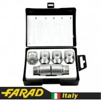 Секретные гайки FARAD серии Starlock для дисков Ford, Jeep, Jaguar, Chevrolet, Dodge, Volvo М1/2-20х34мм с конусной посадкой и вращающимся кольцом 2 ключа FARAD STARLOCK | Гайки секретки М1/2-20x34мм Конус Вращающееся кольцо Ключ 19 (Ford, Jeep, Jaguar, Chevrolet, Dodge, Volvo) + запасной ключ