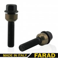 Болт колесный М14x1,5x54мм Сфера R14 Чёрный цинк Ключ 19 FARAD (Италия) Porshe