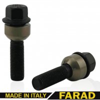 Болт колесный М14x1,5x42мм Сфера R14 Чёрный цинк Ключ 19 Удлиненный FARAD (Италия) Porshe