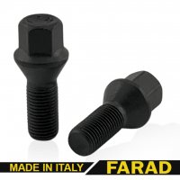 Болт колесный М14x1.5x27мм Конус под оригинальные диски Ключ 17 FARAD (Италия) BMW 7 Series, X3, X5 E53 (Черный)