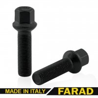 Болт колесный Mercedes М14x1,5x55мм Сфера R14 Чёрный цинк Ключ 17 FARAD (Италия) Удлиненный