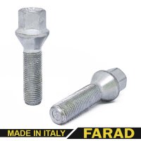 Болт для дисков ВАЗ, ГАЗ, Fiat, Citroen, Lancia М12x1.25x40мм Конус Цинк Ключ 17 Farad (Италия) Болт колесный М12x1.25x40мм Конус (Удлиненный) Цинк Ключ 17 Farad (Италия)