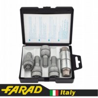Секретные болты FARAD серии StarLock для дисков Audi A8, Q3, Q5, Q7; Porcshe М14х1.5х30мм со сферической посадкой R14 и вращающимся кольцом FARAD STARLOCK | Болты секретки М14x1.5x30 Сфера R14 для Audi A8, Q3, Q5, Q7 (4M); Q8 (4M); VW Touareg (CR) Вращающееся кольцо + запасной ключ под 17
