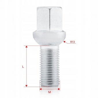 Болт колесный М14x1.5x27мм Сфера Цинк Ключ 17 (Audi, Seat, Skoda, Volkswagen)