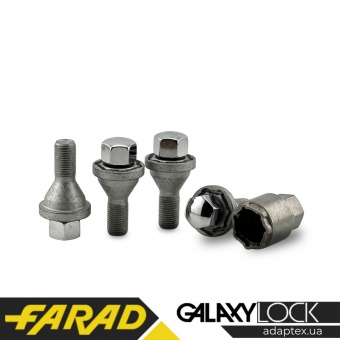 FARAD GALAXYLOCK | Болты секретки М12х1.25х22мм конус головка с вращением (Alfa Romeo, Fiat, Lancia, Citroen, Peugeot, Volvo, ВАЗ) 1 ключ под 19