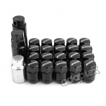 Набор гаек для дисков M12x1,5x35mm Конус Черные Ключ 17 (16+4 секретки) алюминиевые колпачки + 3 ключа