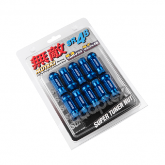 Комплект колесных тюнинг гаек М1/2-20x48мм Синие Ключ 17