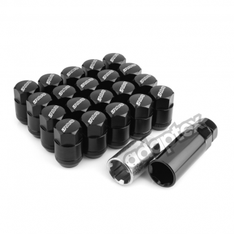 Набор гаек для дисков M12x1,5x35mm Конус Черные Ключ 17 (16+4 секретки) алюминиевые колпачки + 3 ключа